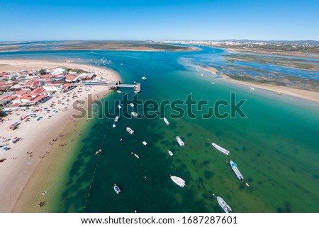 Foto Bild Luftaufnahme der Insel Armona, Ria Formosa, Algarve, Portugal.