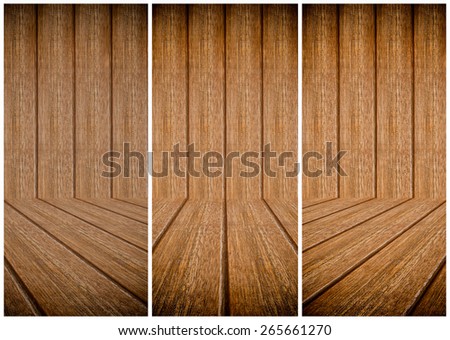 wood texture perspective floor and wall - mirror art effect background