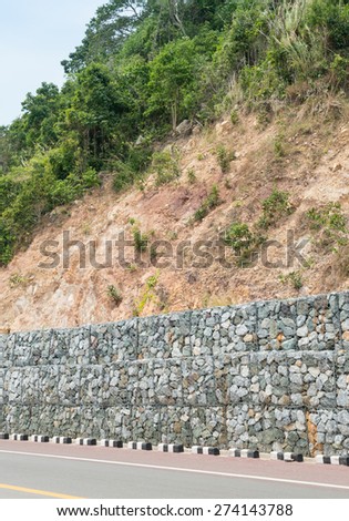 Stone wall - for protect rock fall down and erosion from hill in Thailand