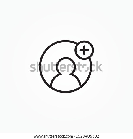 Add user male line icon, outline vector sign, linear style pictogram isolated on white. Member with plus symbol, logo illustration. Editable stroke