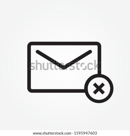 Envelope with rejected document thin line icon. Vector illustration of spam or wrong address email.