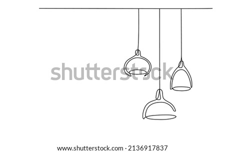 Continuous line lamps and bulbs. One line drawing of light lampshades. Single line drawing of light bulb vector illustration. Minimalist design background