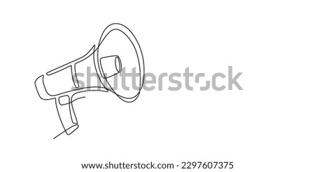 Continuous one line megaphone, loudspeaker, public horn speaker. Single line of megaphone speaker for marketing promotion, news, business concept, announcement and employee hiring in linear style