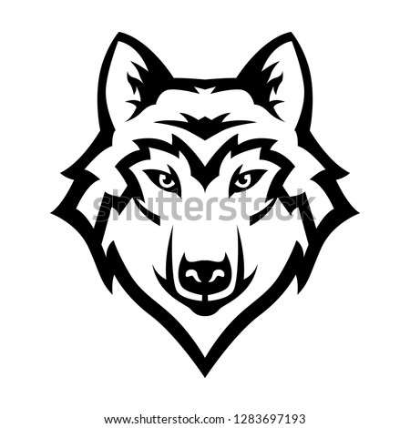 logo mascot wolf head line art
