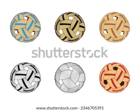 Vector illustration of sepak takraw ball. Sepak Takraw ball icon, sport logo. design