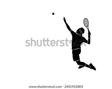 A tennis player man silhouette sports person design element. Tenis player vector.