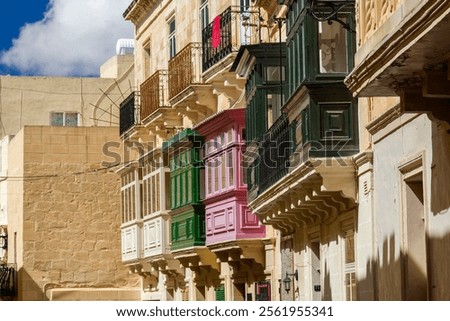 Similar – Image, Stock Photo Colorful Streets of Mdina, Malta