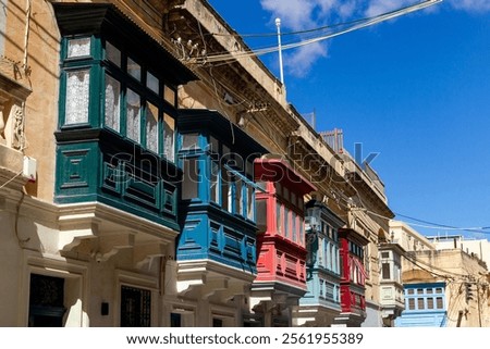 Similar – Image, Stock Photo Colorful Streets of Mdina, Malta