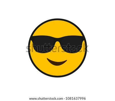 Black sunglasses and smile face in flat style on white background.