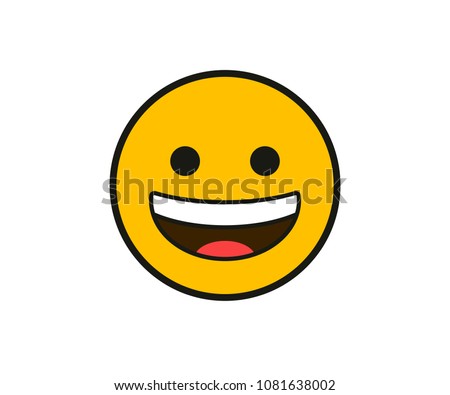 smiling face with the upper white teeth in flat style on white background