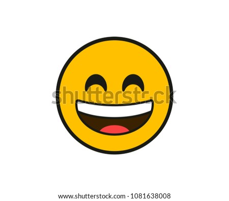 smiling with the upper white teeth face in flat style on white background