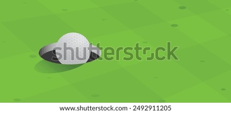 golf ball and playing golf on green ground