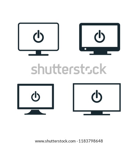 monitor display icon power symbol vector logo template