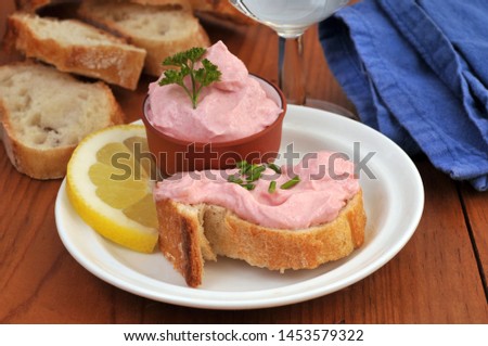 Tarama on bread on a plate Stok fotoğraf © 