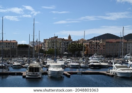 Pleasure boats moored in the Tino Rossi port in Ajaccio Stock fotó © 