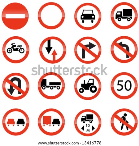 Set Of European Information Warning Signs Stock Vector Illustration ...