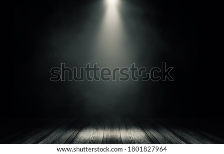 Empty space studio dark room of Wooden floor grunge texture background with spotlight. Сток-фото © 