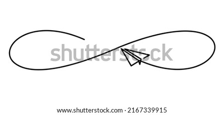 continuous line drawing of airplane paper flying infinity design for decoration