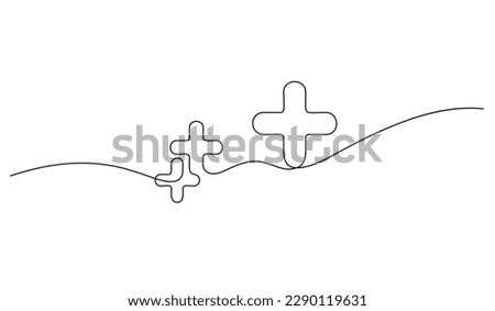 plus one line drawing in positive thinking and business growth vector illustration