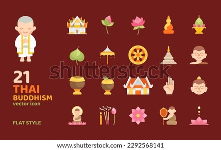 thai buddhism flat icon style vector illustration for decoration,printing,logo,web,app,element,poster,document,etc