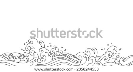 japan ocean sea wave oriental style seamless pattern vector illustration