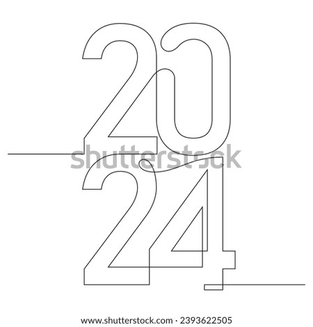 one line drawing 2024 beginning of the year continuity thin line illustration
