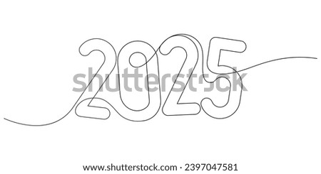 continuous line drawing 2025 number design logo minimalism concept celebration