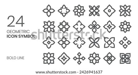 geometric icon symbol set for pattern, logo, decoration vector outline style