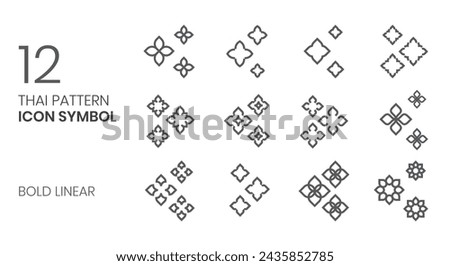 thai pattern icon symbol set for pattern, logo, decoration vector bold linear