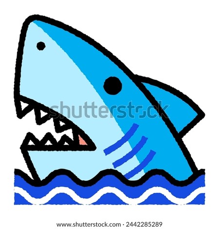 shark cartoon roughen filled outline icon for decoration, website, web, mobile app, printing, banner, logo, poster design, etc.