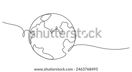 continuous line drawing of planet earth in world care concept thin line illustration