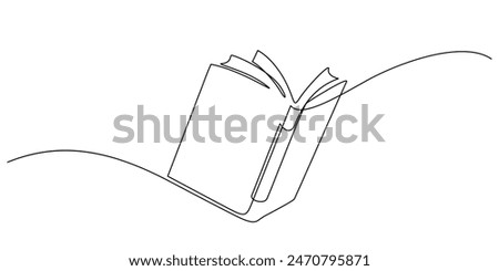 book opening page one line drawing continuous educational concept vector illustration for simplicity decoration and copy space