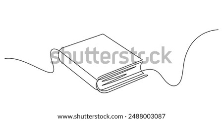 book line art minimalism. continuous line drawing of closed book education issue vector illustration