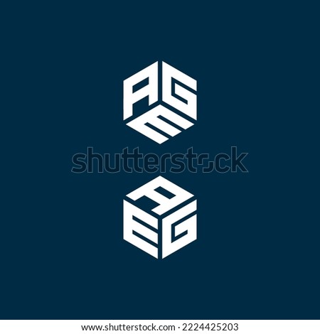 AEG,GAE,GEA,EAG letters hexagon logo design vector illustration template