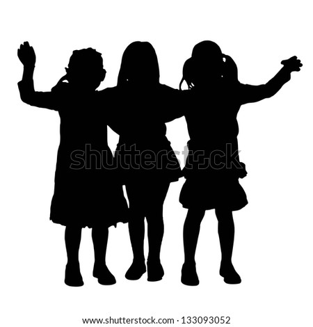 A Illustration Of Waving Kids Silhouette - 133093052 : Shutterstock