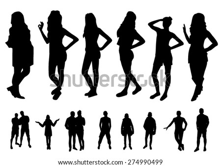 Woman And Man Silhouettes Design Ilustración vectorial en stock