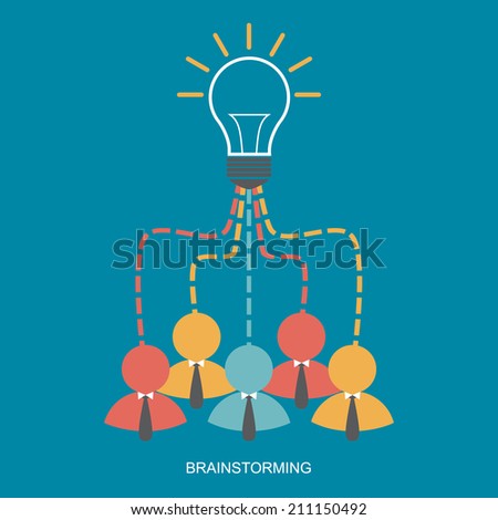 Brainstorm and Teamwork business man concept with bulb ,Vector