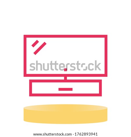 Laptop or Computer Icon Design with Red Color Style and White Background.