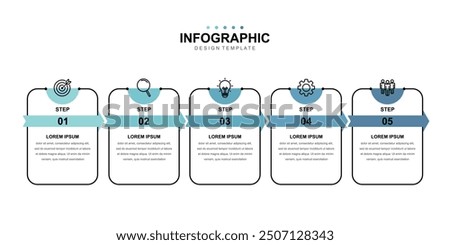 infographic elements template, business concept with 5 steps, workflow layout, icons, diagram, report, web design. Creative, vector, illustration.