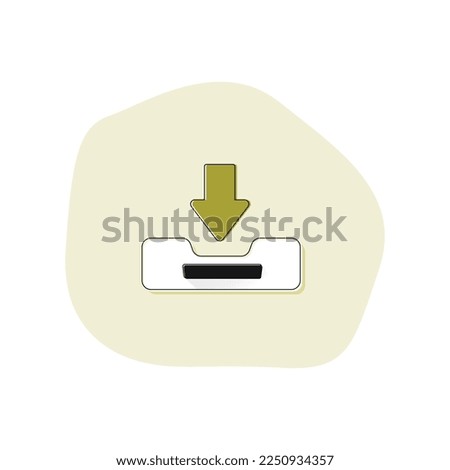 Download icon, Document storage, save, backup, import or copy files to the cardboard box, make a save to container. Cute outline vector illustration.