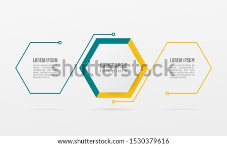 business infographic thin line 2 step option point hexagonal geometric flat element design template