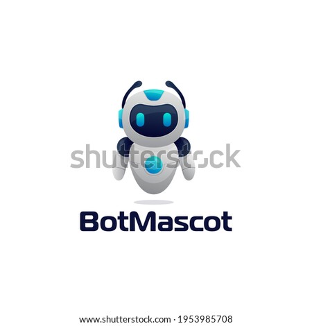 robot chatbot icon sign realistic style design vector illustration isolated on white background. Cute AI bot helper mascot character cartoon symbol business assistant