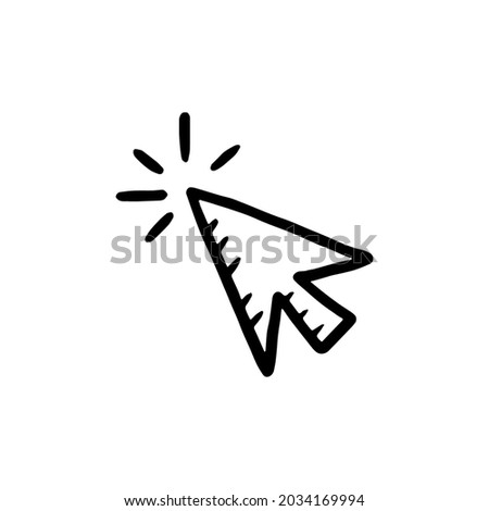 arrow cursor click point doodle hand drawn, sketch style illustration icon