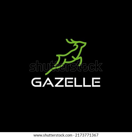 Gazelle, Antelope Jump Outline Illustration Logo