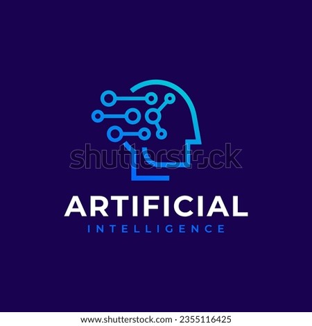 Artificial Intelligence Neueal Network Head Brain Technology Logo