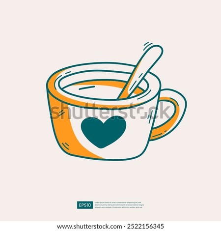 Hand drawn doodle of a coffee or tea cup. Simple line art illustration, perfect for cafe designs, menus, and beverage related projects. Vector icon isolated on white background.