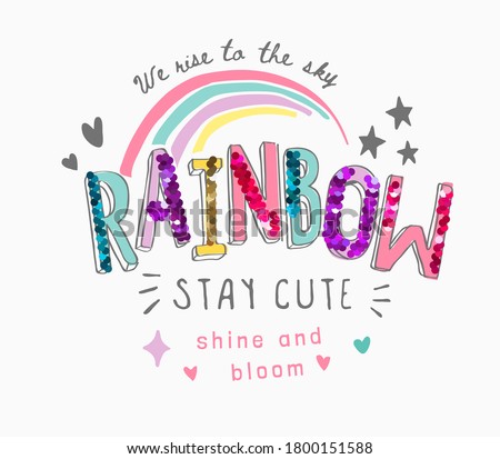 colorful rainbow slogan with sequins illustration