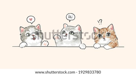three cartoon little kitten illustration