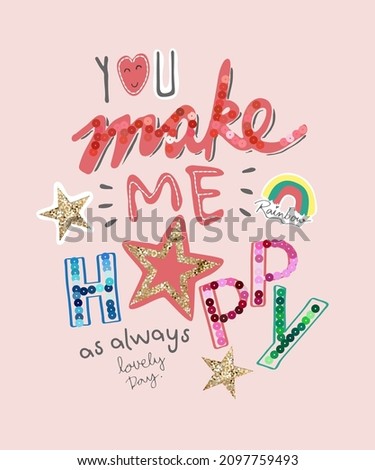 typography slogan with colorful sequins and glitters star vector illustration Foto d'archivio © 