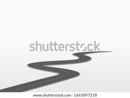 Roadway journey to the future. Asphalt street isolated on white background. Symbols Way to the goal of the end point. Path mean successful business planning Suitable for advertising and presentstation